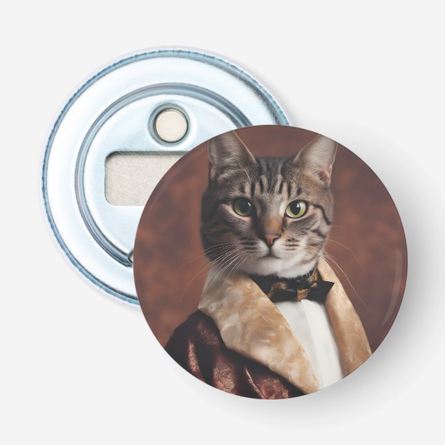 Cat in Smoking Jacket Bottle Opener (Front)