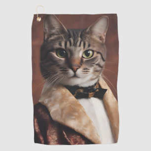 Cat in Smoking Jacket Golf Towel