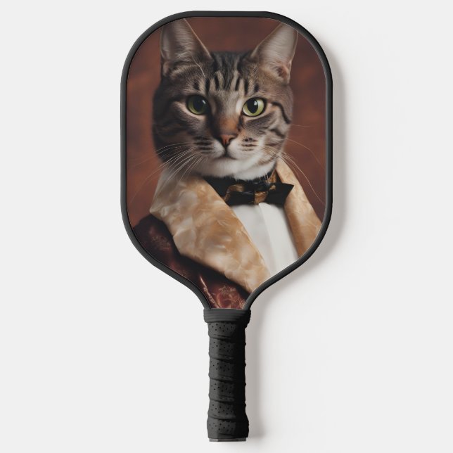 Cat in Smoking Jacket Pickleball Paddle (Front)