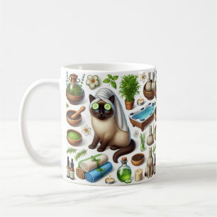 Cat in Spa party for Siamese Cat Lovers Coffee Mug