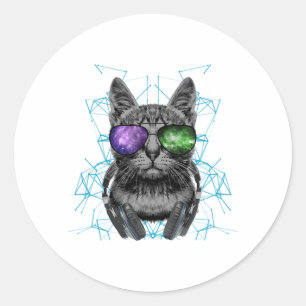 Cat In Space Classic Round Sticker