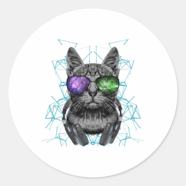 Cat In Space Classic Round Sticker (Front)