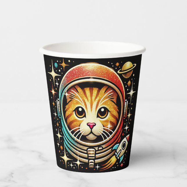Cat in space paper cup! cups (Front)