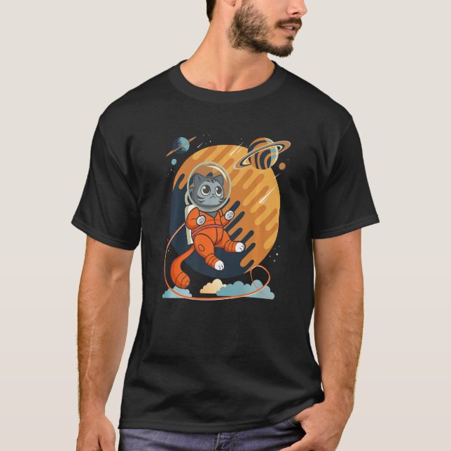 Cat in Space Space Cat Nerdy  4 T-Shirt (Front)