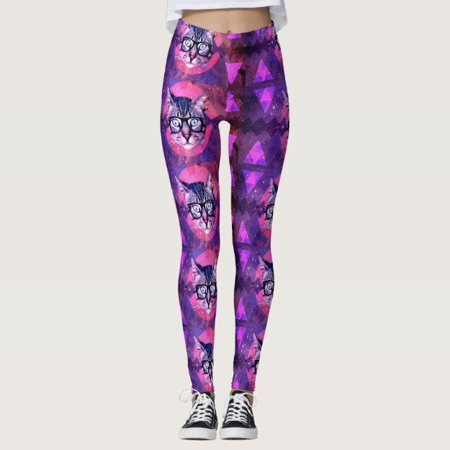 CAT IN SPACE SUNGLASSES YOGA PANTS LEGGINGS (Front)