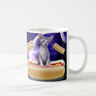 CAT IN SPACE WITH HOT DOGS COFFEE MUGS