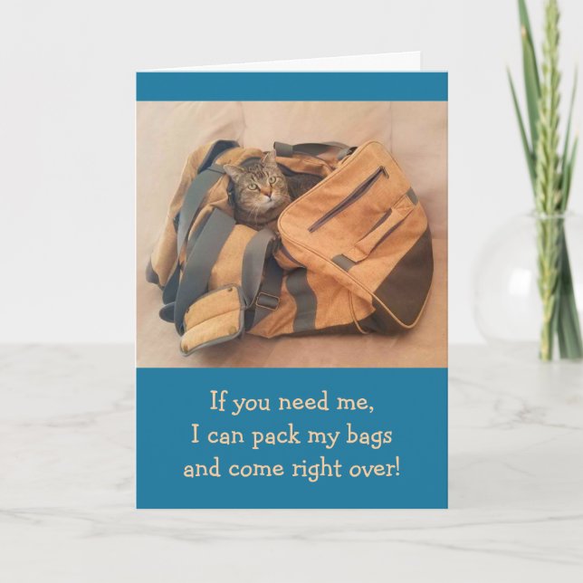 Cat in Suitcase Cancer Support Card (Front)