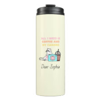 Cat in sunglasses&Camera&Coffee Thermal Tumbler