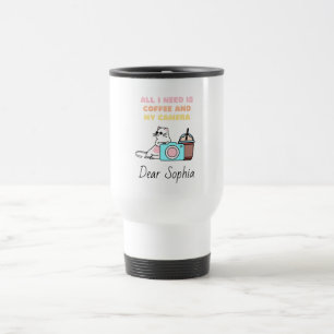 Cat in sunglasses&Camera&Coffee Travel Mug