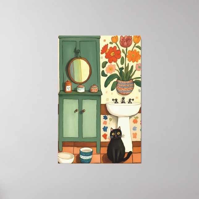 Cat in the bathroom V13 Canvas Print (Front)