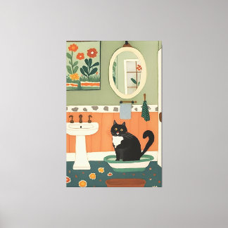 Cat in the bathroom V14 Canvas Print