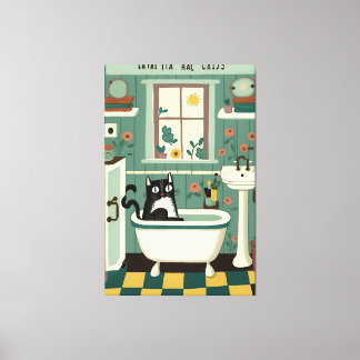 Cat in the bathroom V17 Canvas Print