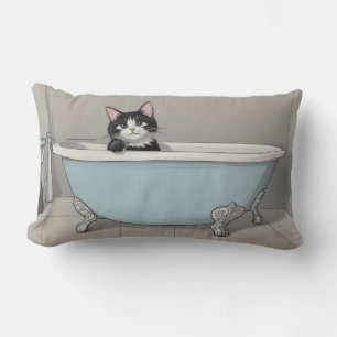 Cat in the Bathtub Lumbar Pillow