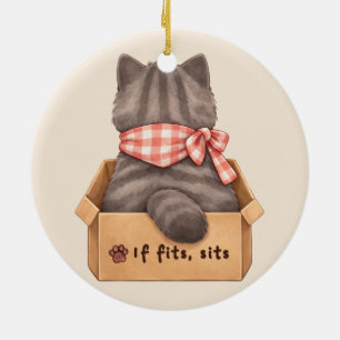 Cat in The Box Ceramic Ornament