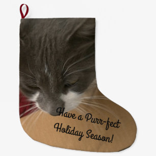 Cat in the Box Large Christmas Stocking