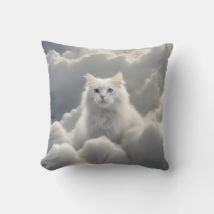 Cat in the clouds throw pillow