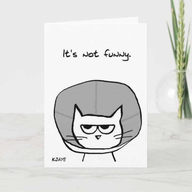 Cat in the Cone of Shame - Funny Get Well Card (Front)