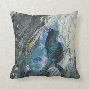 Cat in the Flow Abstract Painting Throw Pillow