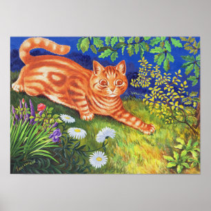 Cat in the Flower Garden, Louis Wain Poster