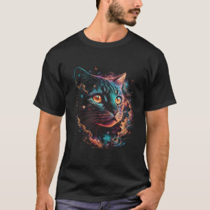 Cat In The Galaxy And Space Kitten Cat Head T-Shirt