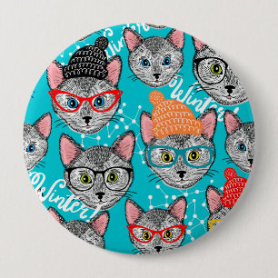 Cat in the hat 4 inch round button