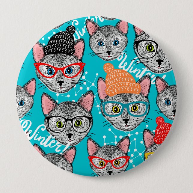 Cat in the hat  4 inch round button (Front)