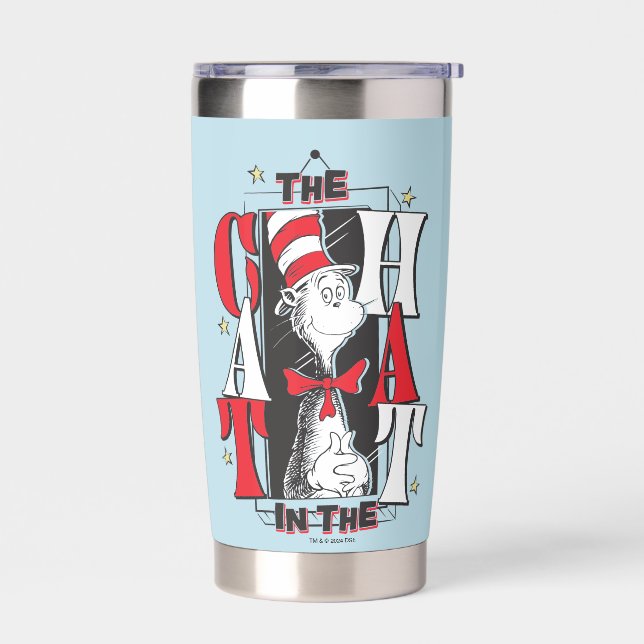 Cat In the Hat | B&W Text Insulated Tumbler (Left)