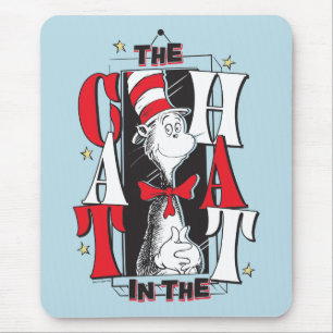 Cat In the Hat B&W Text Mouse Pad