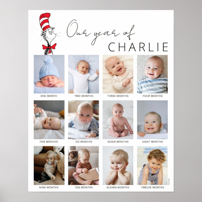 Cat in the Hat | Baby's 1st Year Photo Collage Poster (Front)