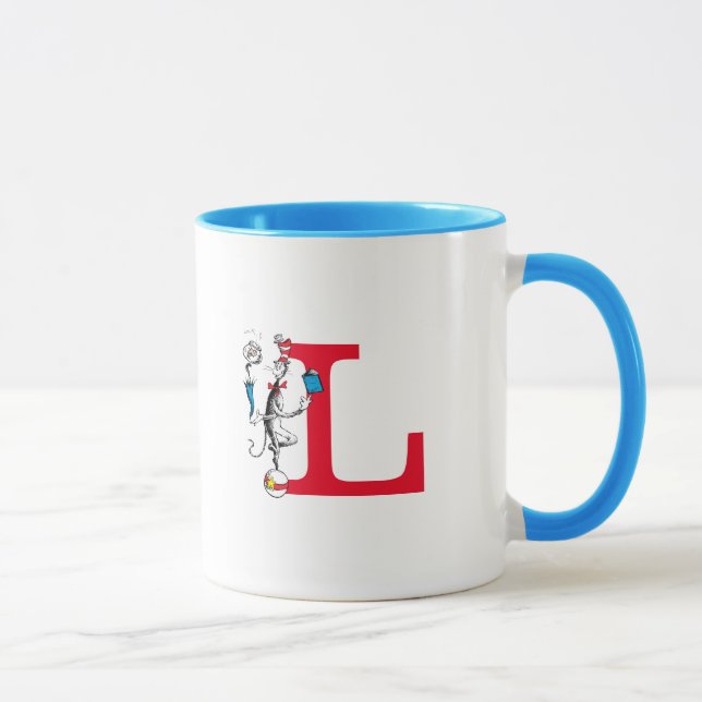 Cat in the Hat Balancing Act Monogram L Mug (Right)