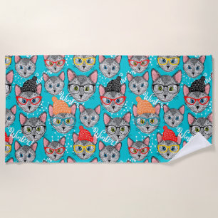 Cat in the hat beach towel