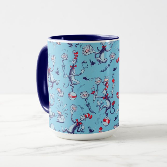 Cat In The Hat | Blue Pattern Mug (Front Left)