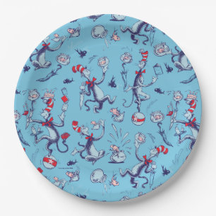Cat In The Hat   Blue Pattern Paper Plate
