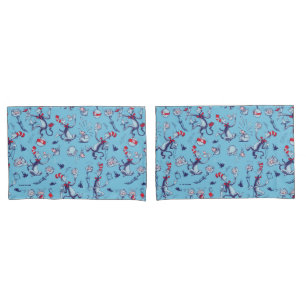 Cat In The Hat   Blue Pattern Pillowcase