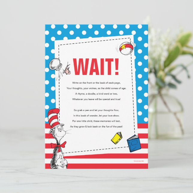 Cat in the Hat Book Guest Book Party Sign Invitation (Standing Front)