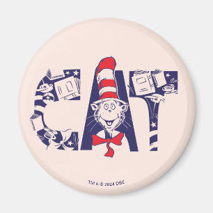 Cat In the Hat   Cat Face Text Magnet