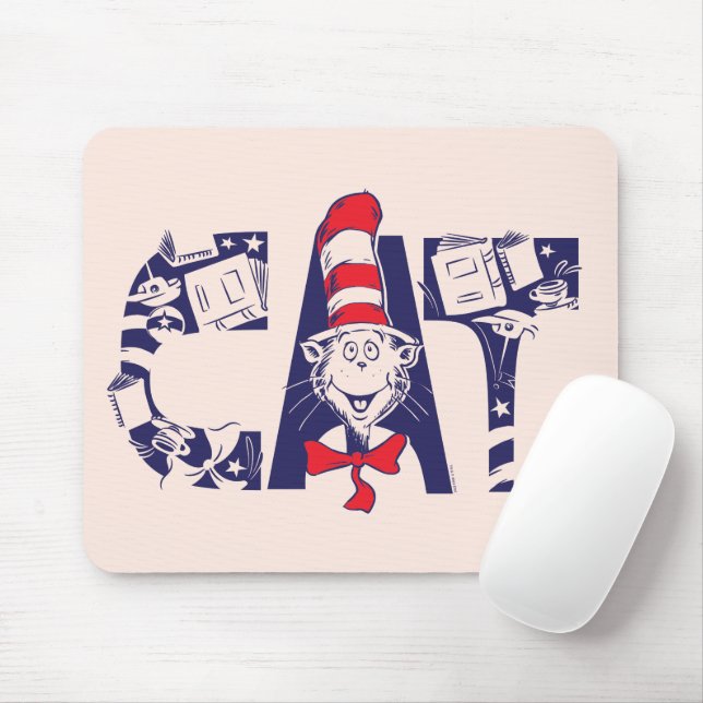 Cat In the Hat | Cat Face Text Mouse Pad (With Mouse)