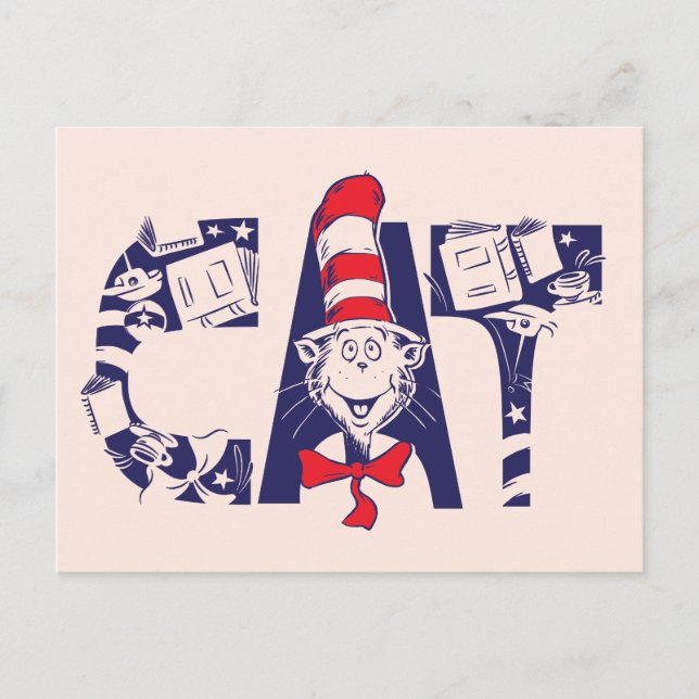 Cat In the Hat | Cat Face Text Postcard (Front)