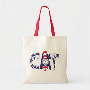 Cat In the Hat   Cat Face Text Tote Bag