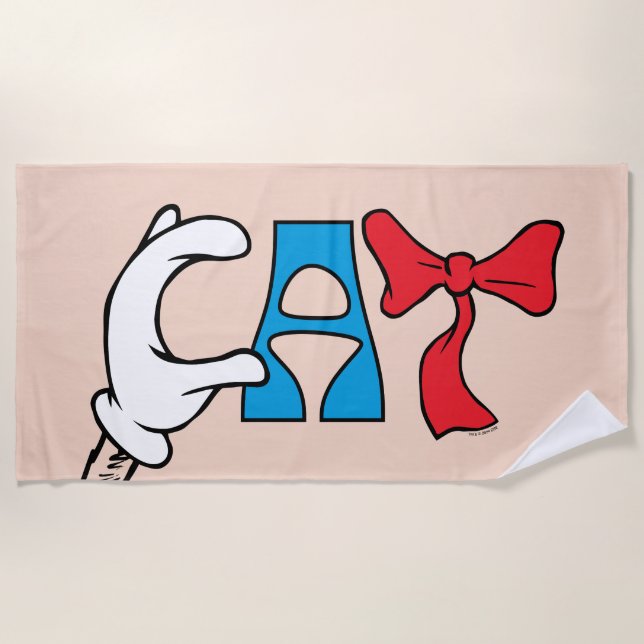 Cat In the Hat | Cat Text Beach Towel (Front)
