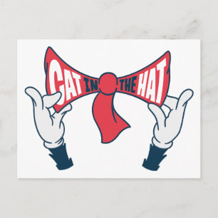 Cat In the Hat   Cat Text Bow Tie Postcard
