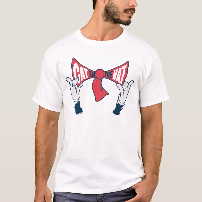 Cat In the Hat | Cat Text Bow Tie T-Shirt (Front)