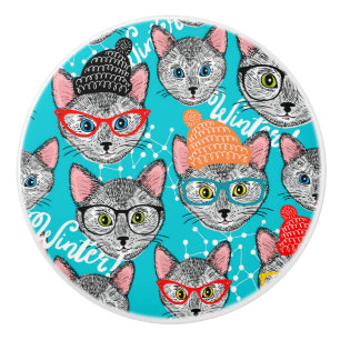 Cat in the hat ceramic knob