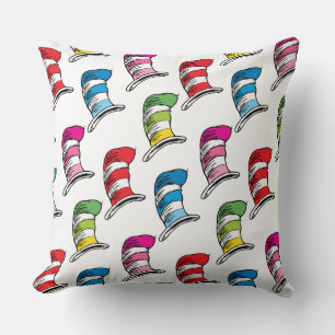 Cat In The Hat Colourful Hat Pattern Throw Pillow