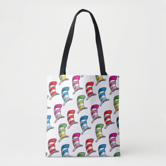 Cat In The Hat Colourful Hat Pattern Tote Bag (Front)