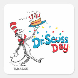 Cat in the Hat   Dr. Seuss Day Square Sticker