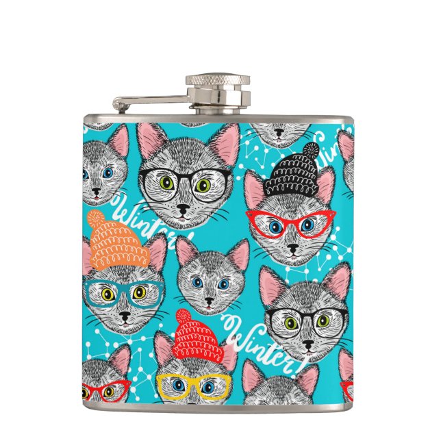 Cat in the hat hip flask (Front)