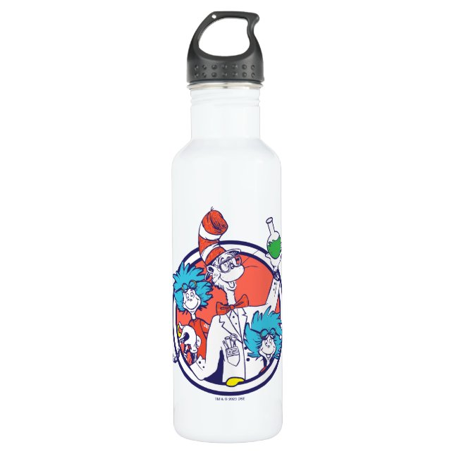 Cat in the Hat & Lab Tech One Lab Tech Two 710 Ml Water Bottle (Front)