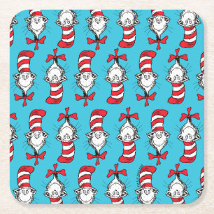 Cat In The Hat Pattern Square Paper Coaster