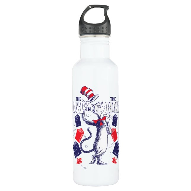 Cat In the Hat | Reading Books 710 Ml Water Bottle (Front)